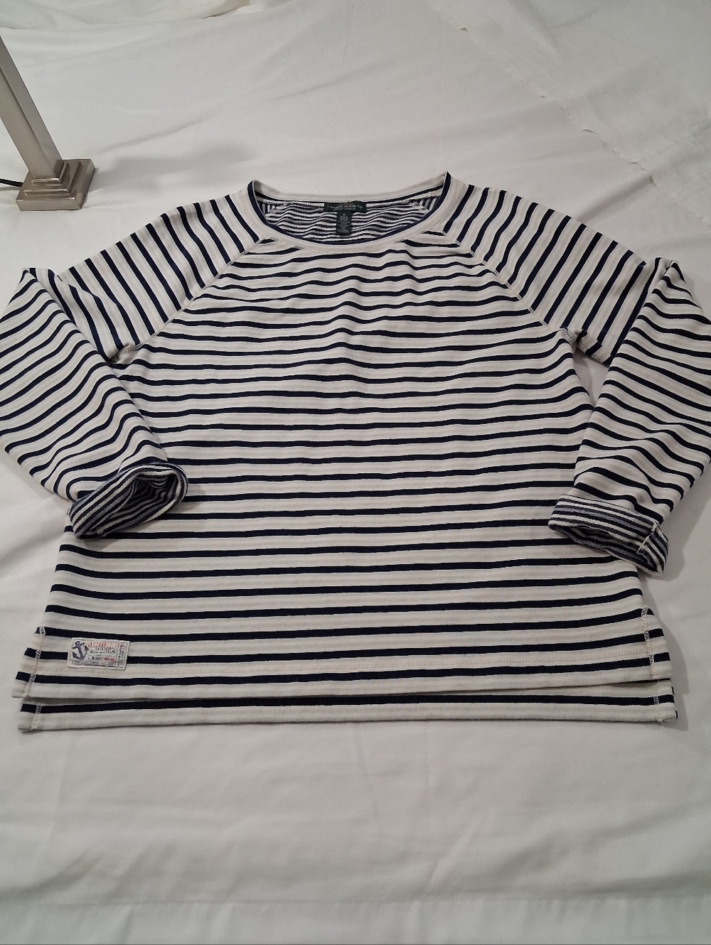 Ralph Lauren Navy & White Striped Long Sleeve Top